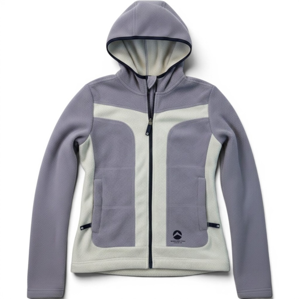 American Eagle XS Fleece Hoodie Colorblock Outdoor Full Zip Jacket Purple